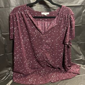 Elegant Plum Blouse with White Accents